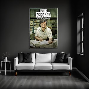 Pablo Escobar Vintage Poster: Mafia Canvas Print, Money Wall Art
