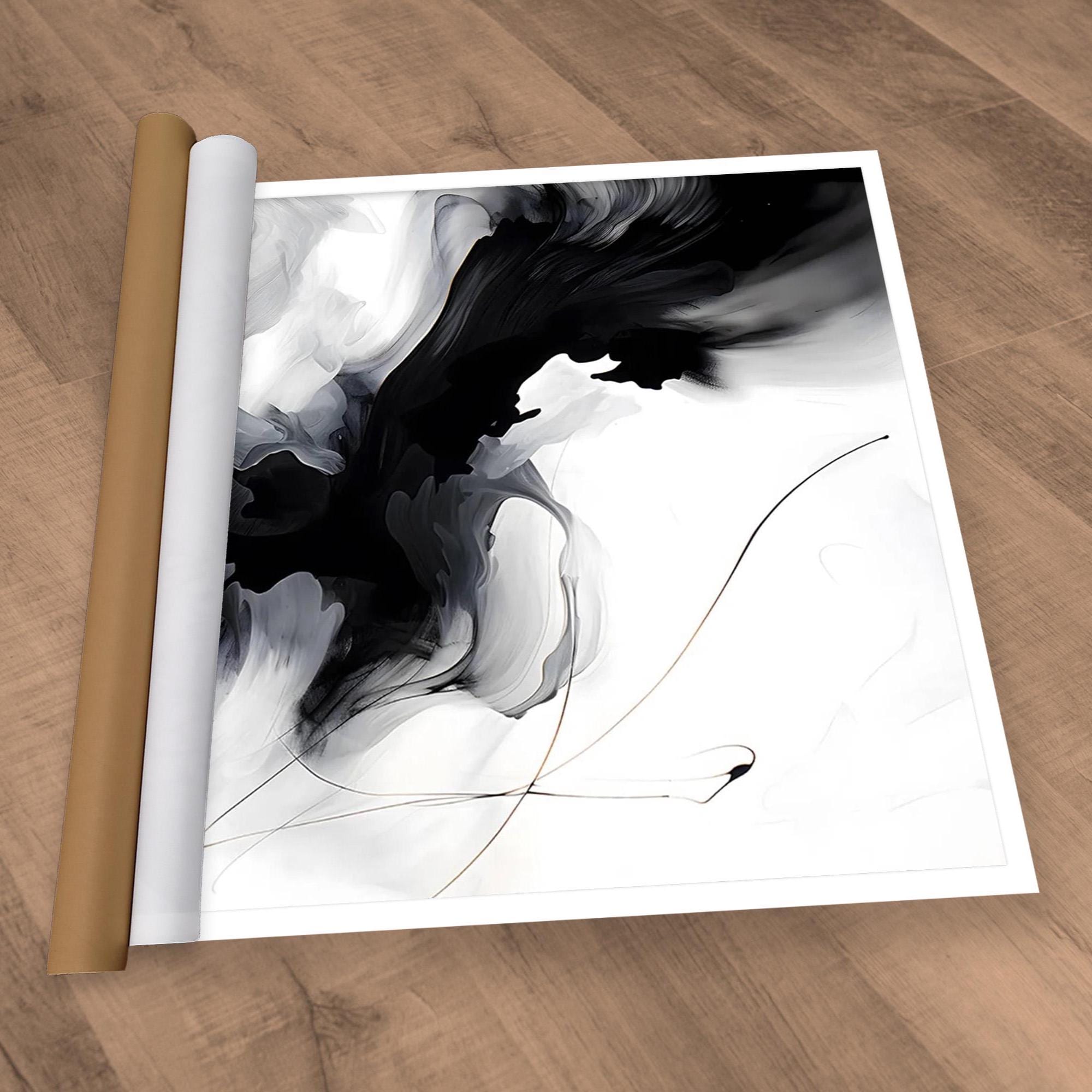 Black and White Abstract Canvas Print, Modern Home Decor Wall Art - Etsy