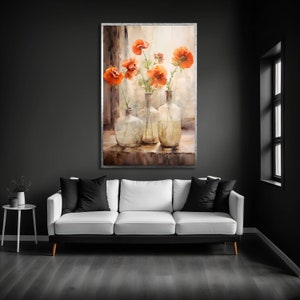 Abstract Floral Canvas Print: Modern Kitchen Wall Art