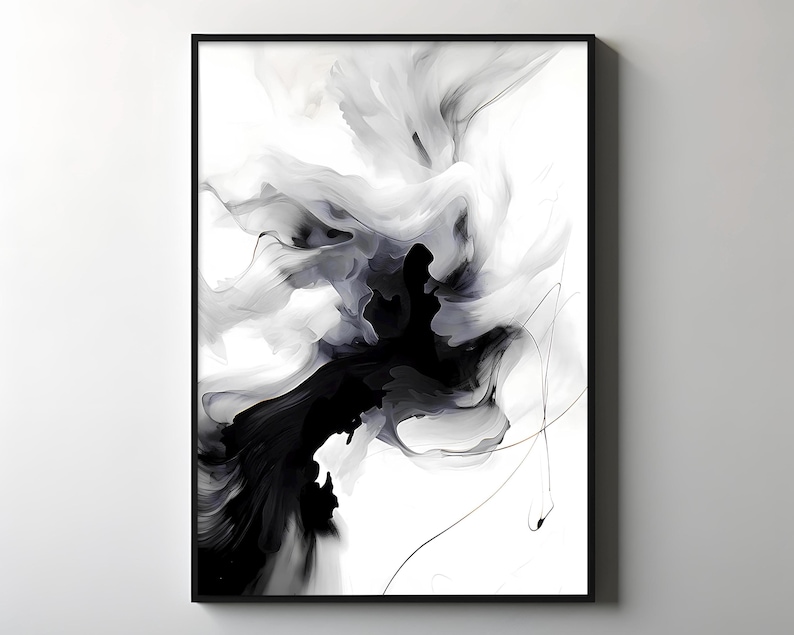 Black and White Abstract Canvas Print, Modern Home Decor Wall Art - Etsy