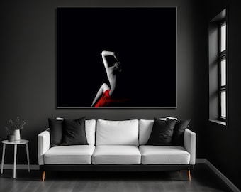 Abstract Woman Silhouette Canvas Painting, Modern Wall Art