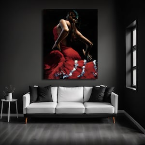 Flamenco Dancer Canvas Print: Colorful Woman Wall Art
