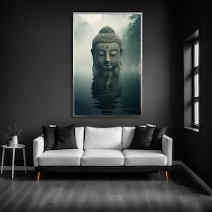 Impresión enmarcada de Buda, arte mural de Buda, impresión en lienzo enmarcado de Buda, arte mural asiático, póster de Buda, decoración para sala de estar