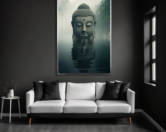 Framed Buddha Canvas Print: Asian Home Decor, Living Room Wall Art
