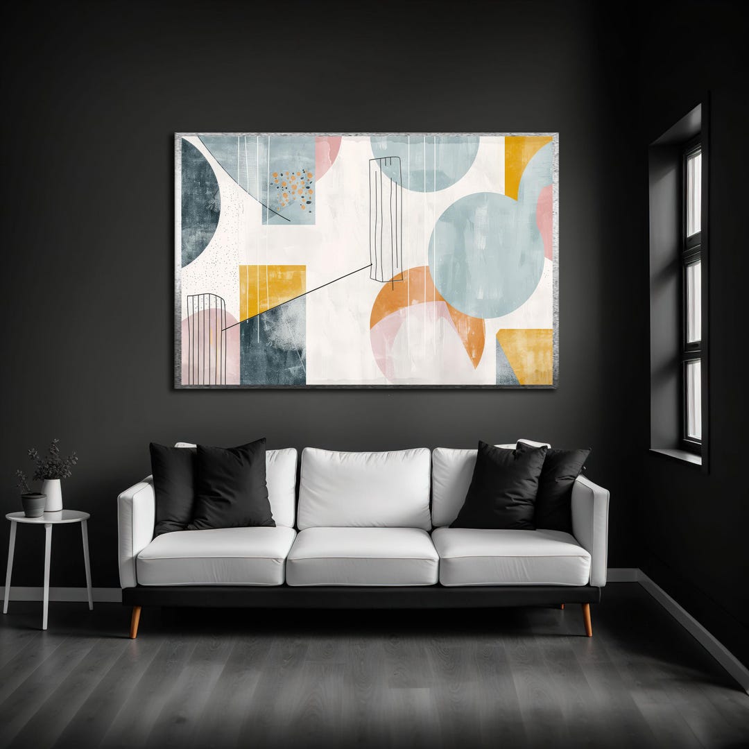 Modern Abstract Geometric Wall Art, Contemporary Minimalist Canvas ...
