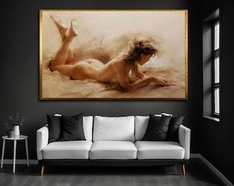 Dipinto su tela raffigurante una ragazza sexy, decorazione per il corpo nudo, pronto da appendere