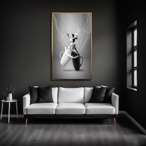Man and Woman Art Print, Couples Gift, Sensual Lovers, Embrace Painting, Abstract Couple, Lovers Drinking Coffee, Modern Home Decor