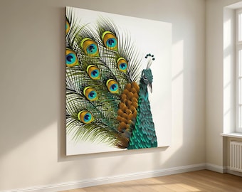 Modern Peacock Canvas Print, Contemporary Animal Wall Art