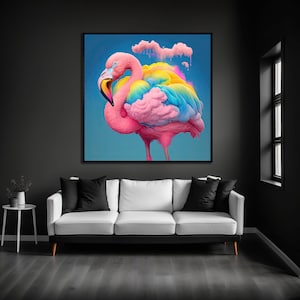 Colorful Flamingo Canvas Print: Animal Wall Art