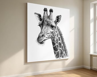 Giraffe Canvas Wall Art, Modern Animal Print
