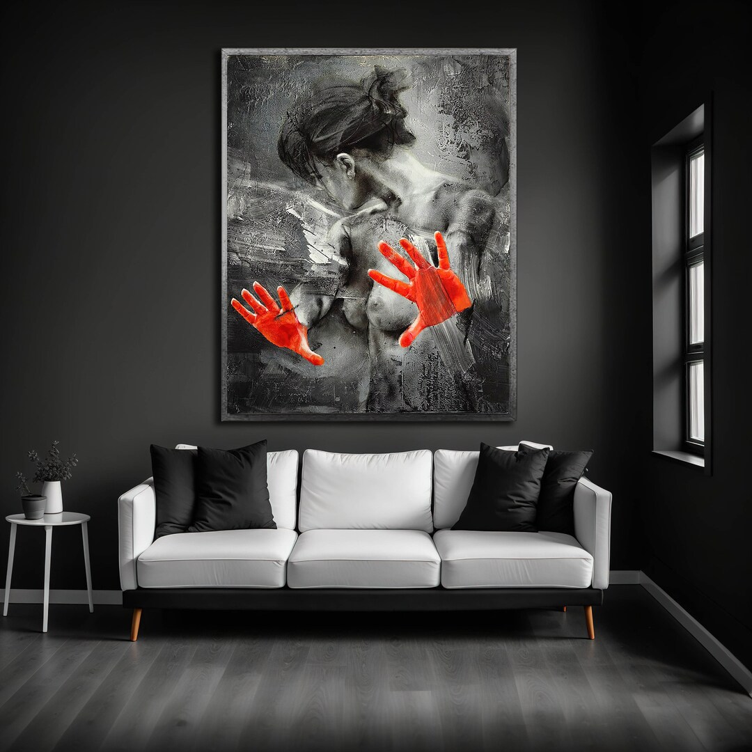Naked Woman Painting Print, Naked Woman Wall Art, Bedroom Canvas Art ...