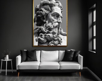 Zeus Statue Canvas Print: Greek Mythology Wall Art