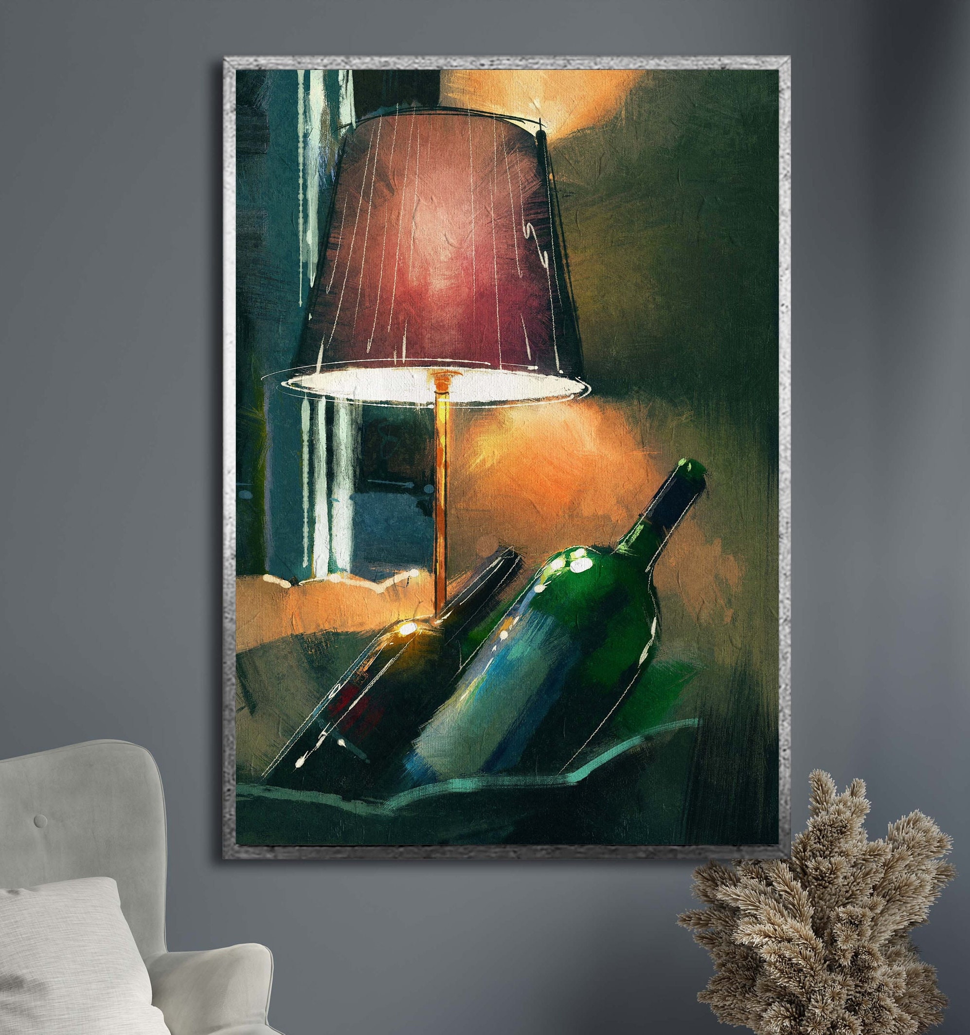 Abstract Wall Art Red Wine Splash Pictures Wine Bottle Paintings Panels Peinted on Canvas for Kitchen Rustic House Decor Giclee Modern Artwork Frame - 3