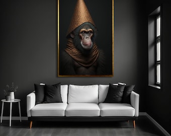Monkey Canvas Art, Modern Animal Wall Decor