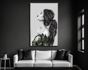 Black and White Woman Art Print, Feminist Modern Home Decor