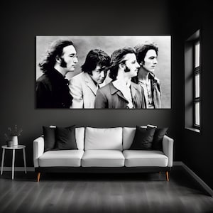 Pintura de los Beatles sobre lienzo, decoración de pared de banda de música, decoración de pared abstracta, decoración del hogar, obra de arte de los Beatles, póster de banda de rock, listo para colgar.