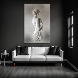 Greek Mythology Canvas Art: Modern Statue Woman Painting, Ready to Hang