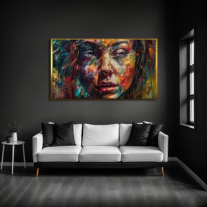 Colorful Woman Portrait Oil Painting on Canvas - Modern Wall Art