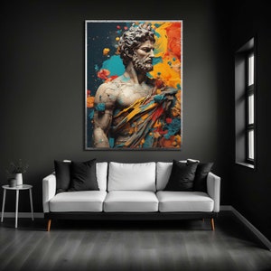 ゼウス抽象グラフィティアート：ギリシャルネサンスキャンバスプリント