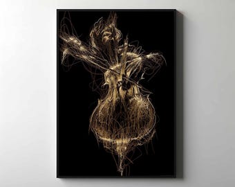 Abstract Ballet Dancer Art Print, Golden Light, Motion-Inspired Canvas