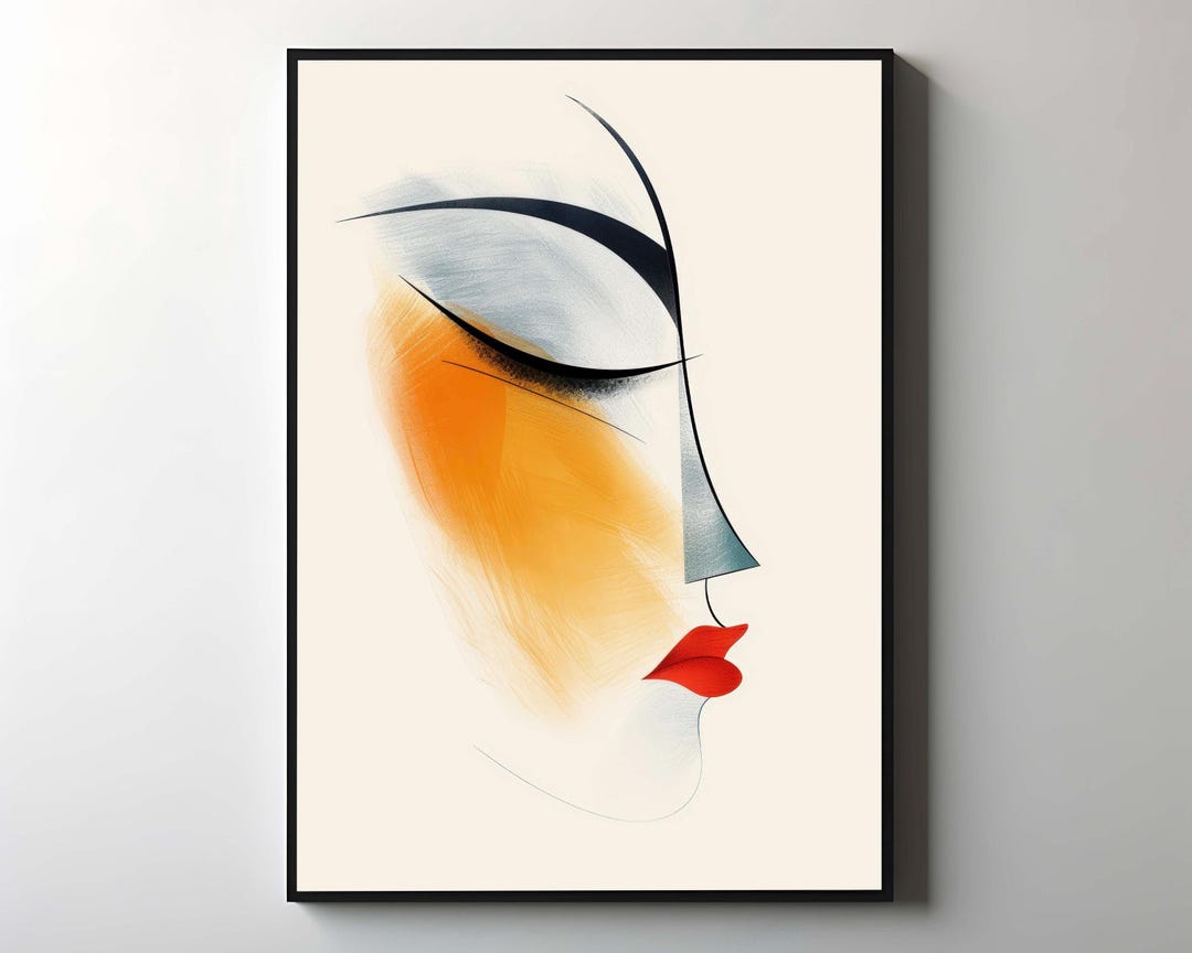 Abstract Female Face Wall Art - Minimalist Woman Portrait Canvas Print ...