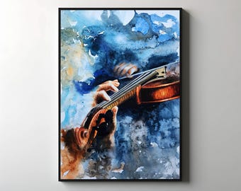 Musician's Wall Hanging, Abstract Violin Canvas Art