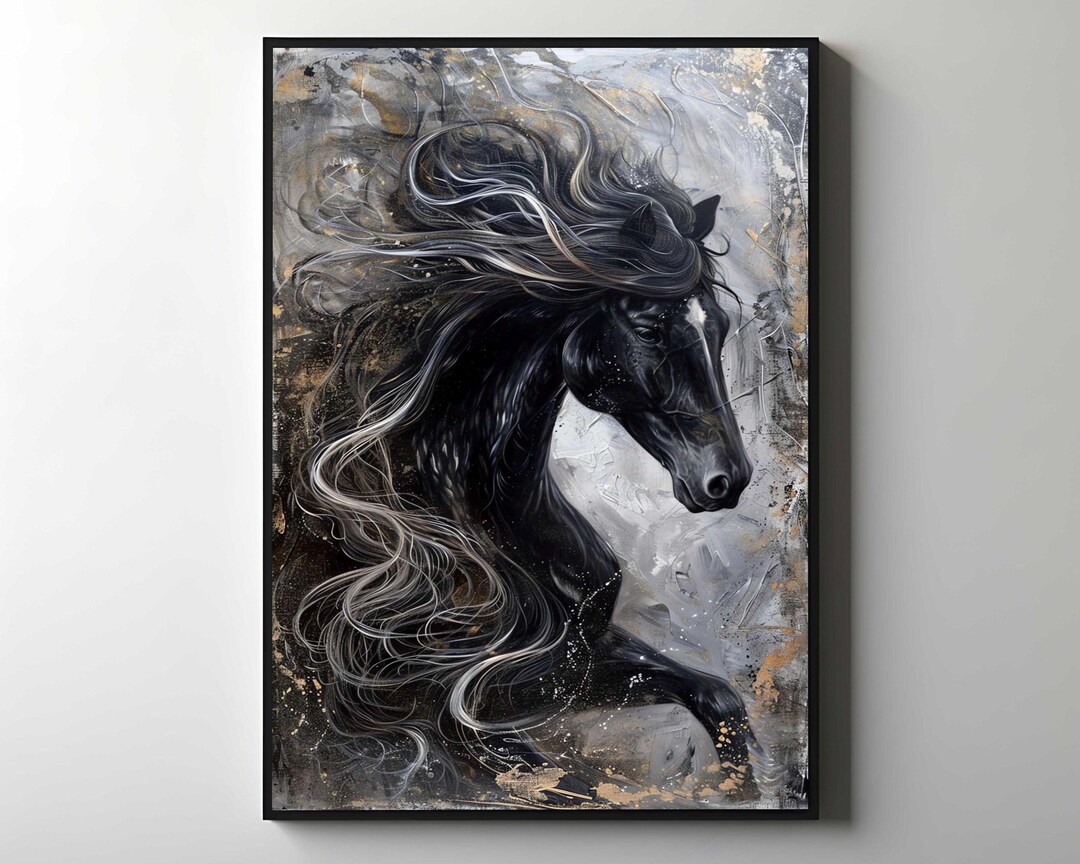 Majestic Black Horse Canvas Print, Equestrian Wall Art - Etsy