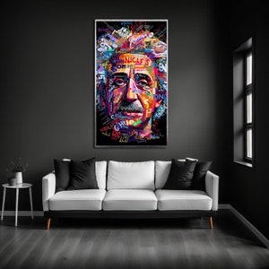 Albert Einstein Wall Art, Canvas Pop Art Print, Pop Culture Wall Art, Einstein Print, Colorful Pop Art Decor, Hypebeast Decor Wall Art