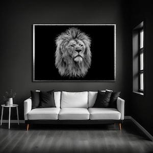 Lion Black and White Print, Majestic Lion Wall Decor, Animal Wall Art , Housewarming Gifts, Lion Love Art, Living room art