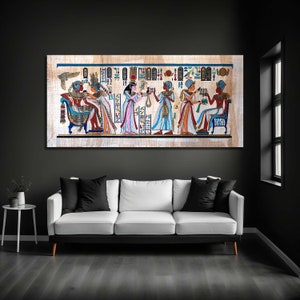 Egyptian Hieroglyphs Canvas Art Print: Mythology Papyrus Painting
