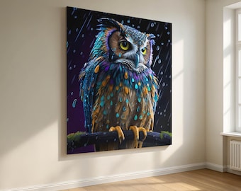Colorful Owl Art Print, Modern Animal Wall Decor