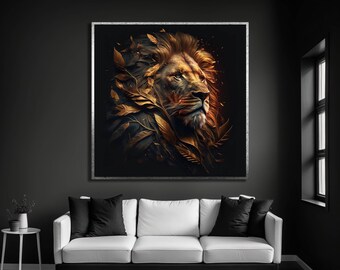 Lion Portrait Canvas Print, Cotton Wall Art