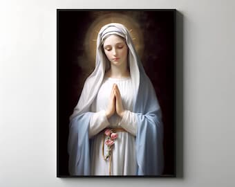 Our Lady of Guadalupe Canvas Art, Catholic Mother Mary Print