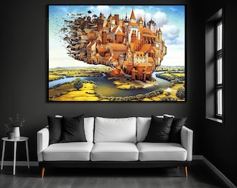 Surreal Castle Canvas Art, Fantasy Landscape Print