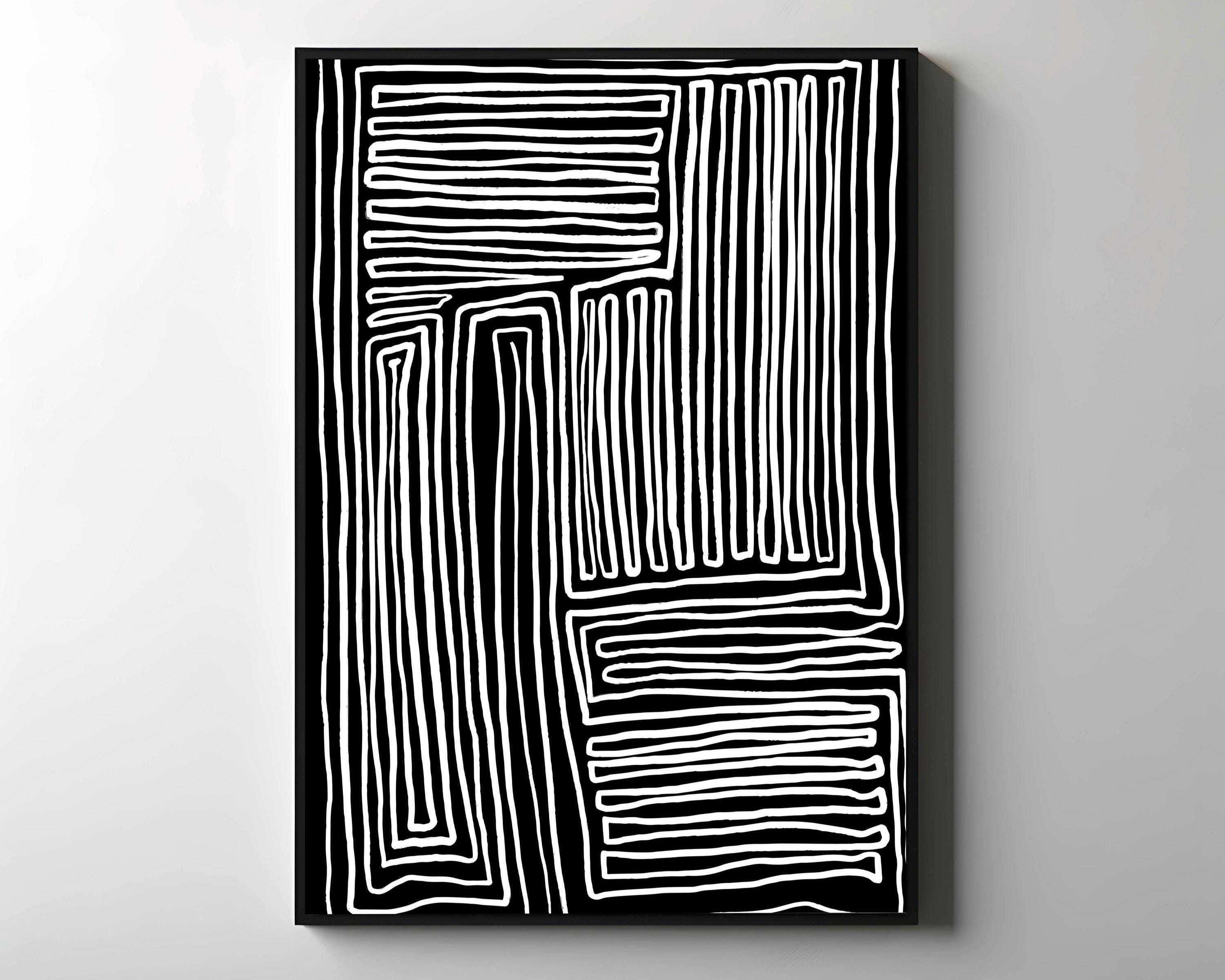 Black and White Line Art Print, Modern Geometric Wall Decor - Etsy