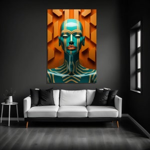 Woman Abstract Digital Print, Orange and Green, Woman Abstract Print, Woman Digital Print, Woman Portrait, Woman Painting, Digital Art,
