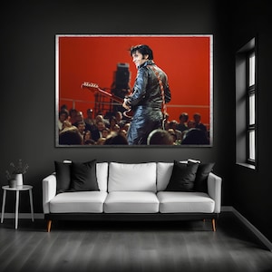 Elvis Presley, King of Rock and Roll, American Singer and Actor Canvas Wall Art Poster, Roll of Canvas, Portrait painting, Office decor