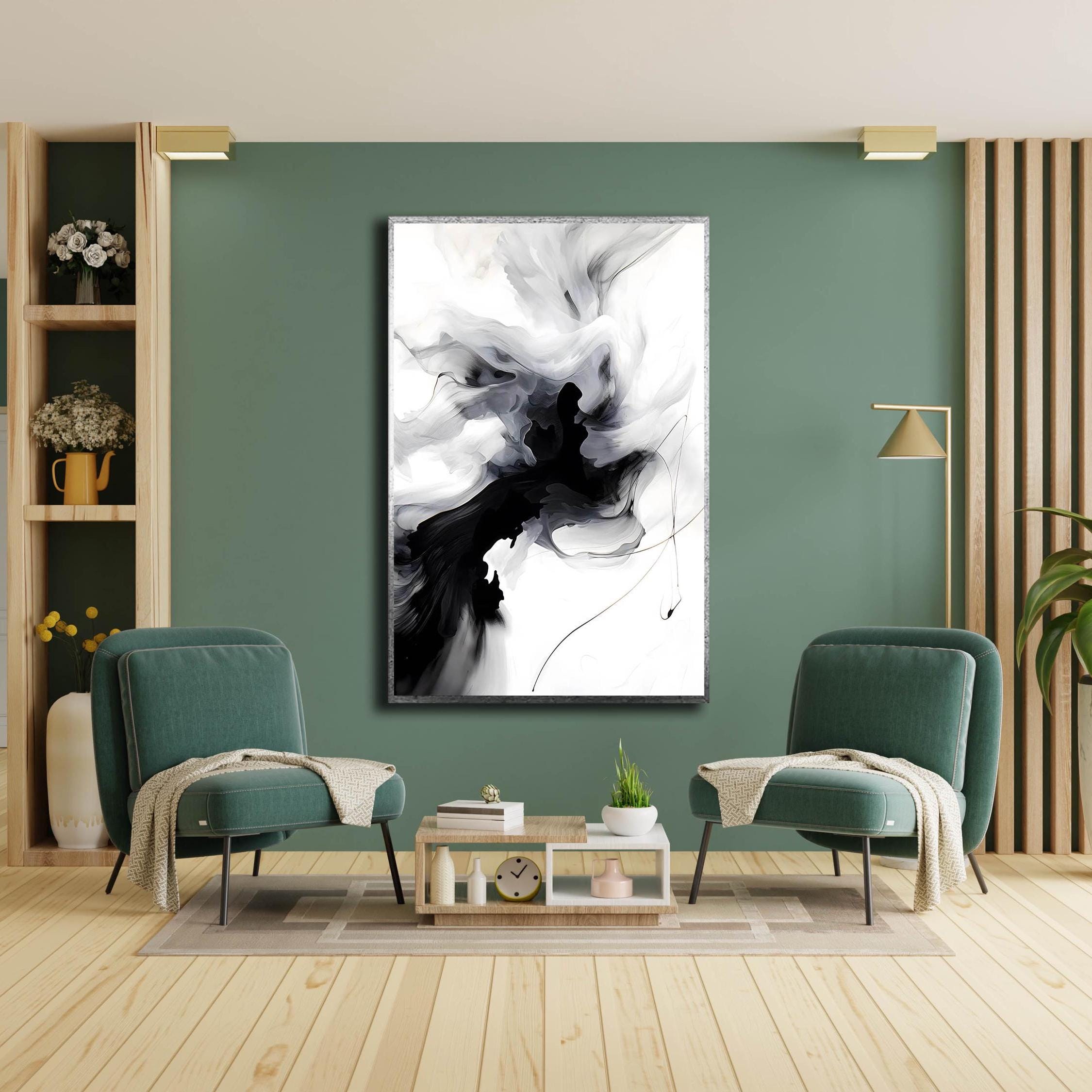 Black and White Abstract Canvas Print, Modern Home Decor Wall Art - Etsy