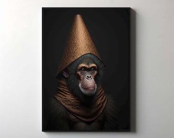 Monkey Canvas Art, Modern Animal Wall Decor
