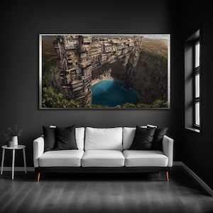 Cyberpunk Cityscape Canvas Print: Dystopian Sci-Fi Wall Art