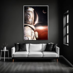 Astronaut Canvas Wall Art: Mid-Century Sci-Fi Style, Ready to Hang