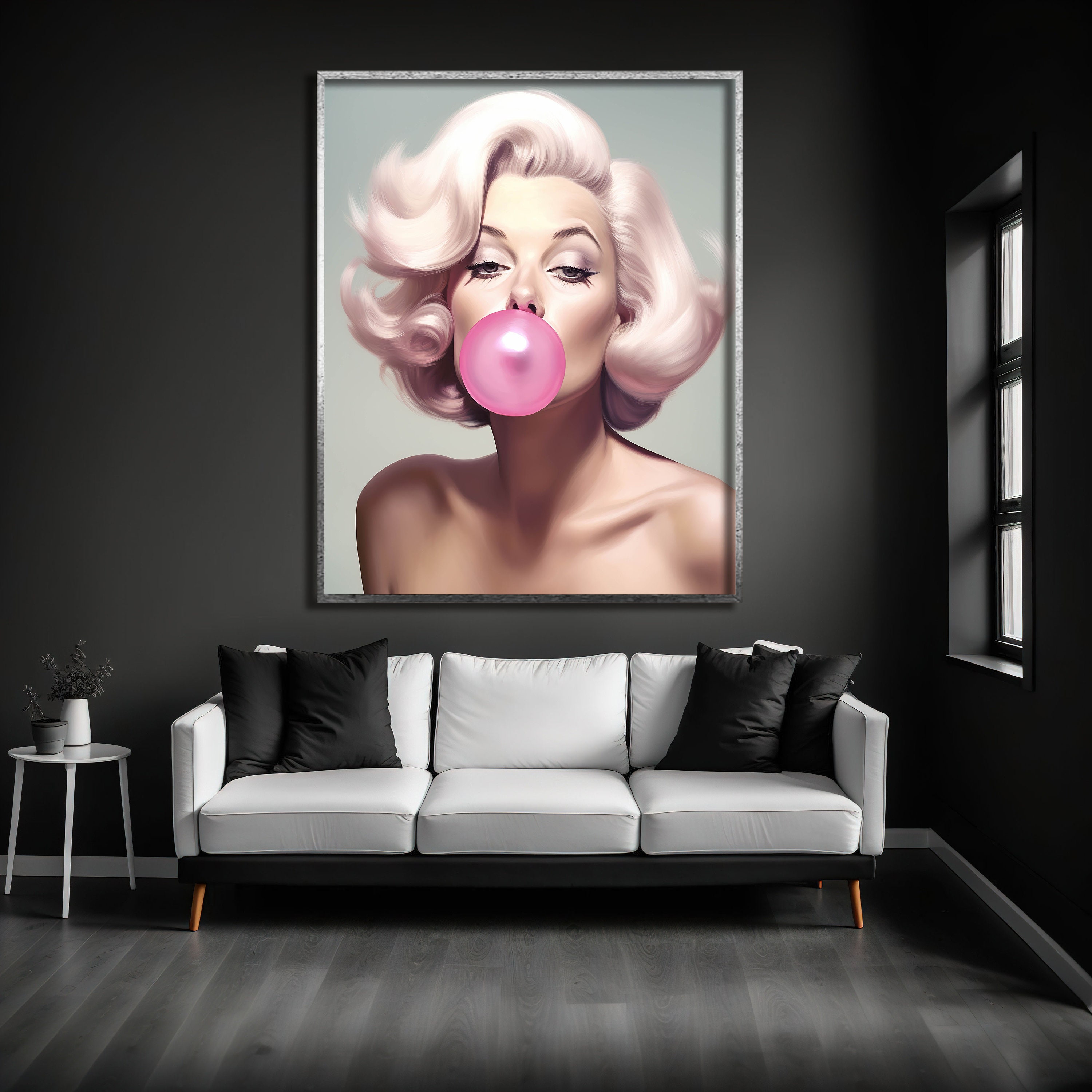 Marilyn Monroe Bubble Gum Canvas Print: Modern Pop Art Home Decor