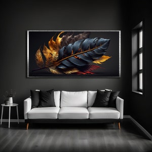 Black Feather Art Print, Colorful Feathers Wall Art, Black Feathers Artwork, Gifts for Friends, Modern Home Decor