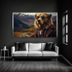 Abstract Bear Canvas Art: Funny Animal Print, Nature Wall Decor