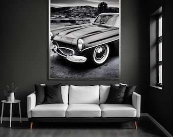 Retro Car Canvas Art, Vintage Automotive Wall Decor