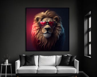 Abstrakter Löwe, abstrakte Kunst, Wandbehang, modernes Wohndekor