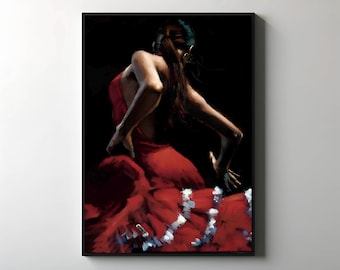 Flamenco Dancer Canvas Print, Colorful Woman Wall Art