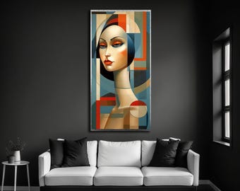 Abstract Woman Portrait, Colorful Modern Art Print