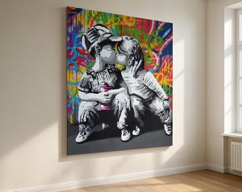 Graffiti-Kunstdruck im Banksy-Stil, Träume groß, Moderne Straßenkunst