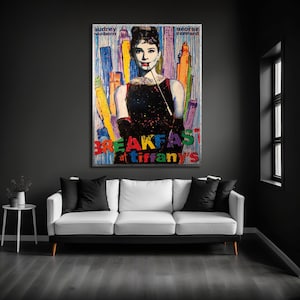 Audrey Hepburn Canvas Printing, Audrey Hepburn Print Art, Famous Wall Art, Woman Fashion Wall Decor, Housewarming gift, Anniversary gift